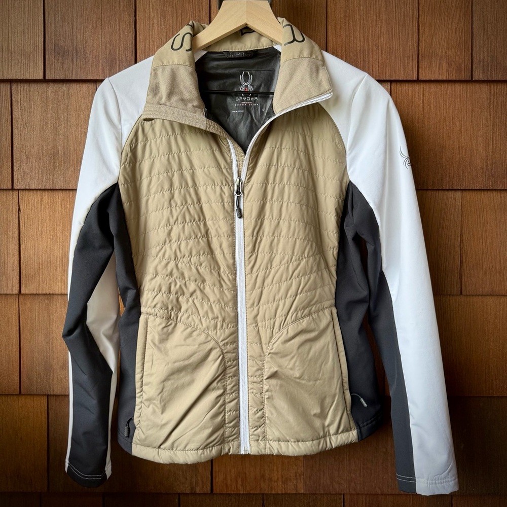 Spyder Black and Tan Jacket | SPYDER GLISSADE HYBRID INSULATED JACKET like new